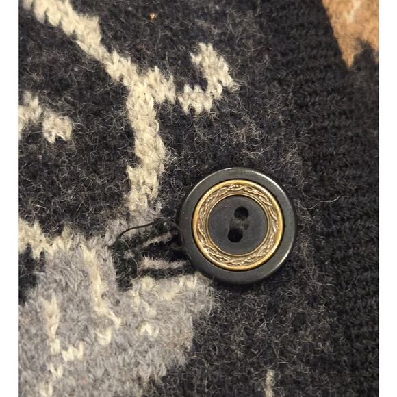 TUNDRA Canada Vintage Leaves Pure Virgin Wool Collared Cardigan Large Gray - Picture 7 of 9